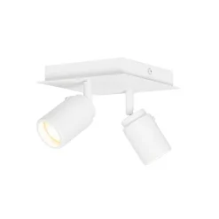 QAZQA Badezimmerlampen|Deckenstrahler*Moderner Badstrahler weiß quadratisch 2-flammig IP44 - Ducha