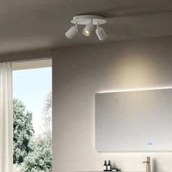 QAZQA Badezimmerlampen|Deckenstrahler*Moderner Badstrahler weiß 3-flammig IP44 - Ducha