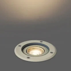 QAZQA Gartenbeleuchtung|Bodenstrahler Außen*Moderner Bodeneinbaustrahler Beige GU10 50mm Verstellbar IP65 - Delux