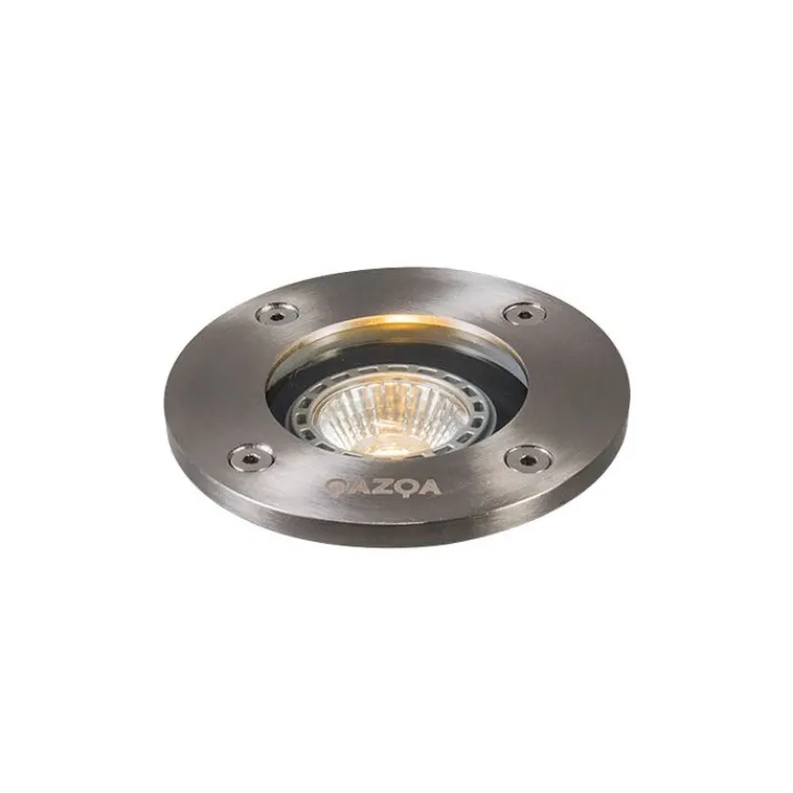 QAZQA Gartenbeleuchtung|Bodenstrahler Außen*Moderner Bodenstrahler aus Edelstahl - Basic Round