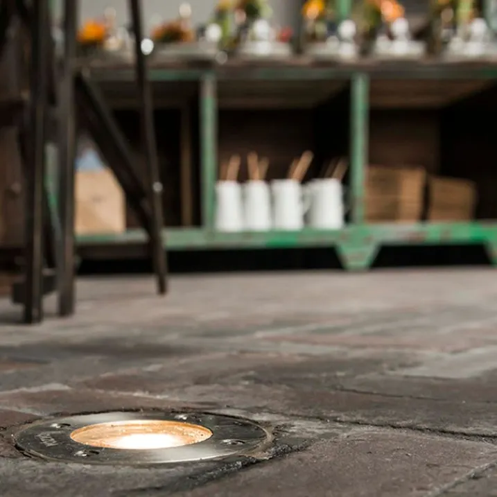 QAZQA Gartenbeleuchtung|Bodenstrahler Außen*Moderner Bodenstrahler aus Edelstahl - Basic Round