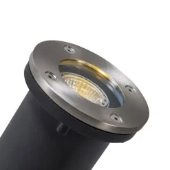 QAZQA Gartenbeleuchtung|Bodenstrahler Außen*Moderner Bodenstrahler aus Edelstahl - Basic Round