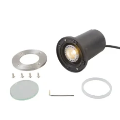 QAZQA Gartenbeleuchtung|Bodenstrahler Außen*Moderner Bodenstrahler aus Edelstahl - Basic Round