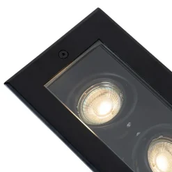 QAZQA Bodenstrahler Außen|Außenstrahler*Moderner Bodenstrahler schwarz 2-flammig verstellbar IP65 - Oneon