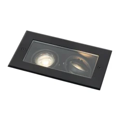 QAZQA Bodenstrahler Außen|Außenstrahler*Moderner Bodenstrahler schwarz 2-flammig verstellbar IP65 - Oneon