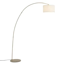 QAZQA Esszimmerlampen|Wohnzimmerlampen*Moderner Bogenlampe beige mit Teddy-Schirm - Vinossa