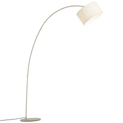QAZQA Esszimmerlampen|Wohnzimmerlampen*Moderner Bogenlampe beige mit Teddy-Schirm - Vinossa