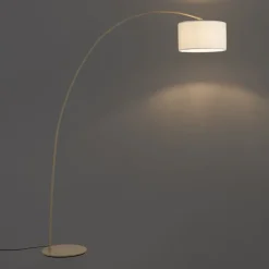 QAZQA Esszimmerlampen|Wohnzimmerlampen*Moderner Bogenlampe beige mit Teddy-Schirm - Vinossa