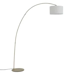 QAZQA Esszimmerlampen|Wohnzimmerlampen*Moderner Bogenlampe beige mit Teddy-Schirm - Vinossa