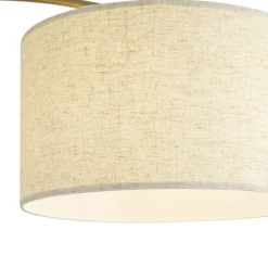 QAZQA Esszimmerlampen|Wohnzimmerlampen*Moderner Bogenlampe Messing mit beigem Schirm - Vinossa