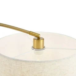 QAZQA Esszimmerlampen|Wohnzimmerlampen*Moderner Bogenlampe Messing mit beigem Schirm - Vinossa