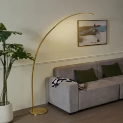 QAZQA Wohnzimmerlampen|Led-Stehlampen*Moderner Bogenlampe Messing inkl. LED mit Touch-Dimmer - Arlow