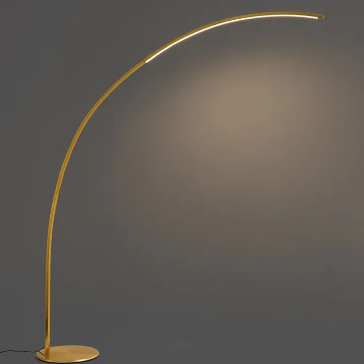 QAZQA Wohnzimmerlampen|Led-Stehlampen*Moderner Bogenlampe Messing inkl. LED mit Touch-Dimmer - Arlow