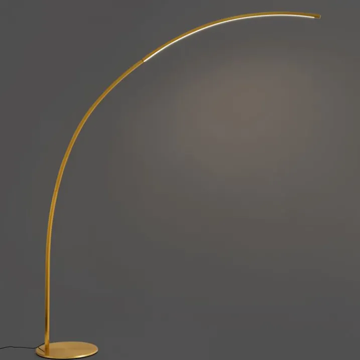 QAZQA Wohnzimmerlampen|Led-Stehlampen*Moderner Bogenlampe Messing inkl. LED mit Touch-Dimmer - Arlow