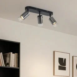QAZQA Deckenstrahler|Aufbaustrahler*Moderner Deckenspot Gunmetal 3-flammig drehbar und verstellbar - Drain