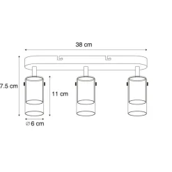 QAZQA Deckenstrahler|Aufbaustrahler*Moderner Deckenspot Gunmetal 3-flammig drehbar und verstellbar - Drain