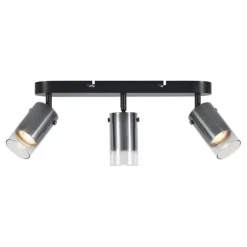 QAZQA Deckenstrahler|Aufbaustrahler*Moderner Deckenspot Gunmetal 3-flammig drehbar und verstellbar - Drain