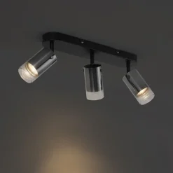 QAZQA Deckenstrahler|Aufbaustrahler*Moderner Deckenspot Gunmetal 3-flammig drehbar und verstellbar - Drain