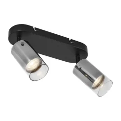 QAZQA Deckenstrahler|Aufbaustrahler*Moderner Deckenspot Gunmetal 2-flammig drehbar und verstellbar - Drain