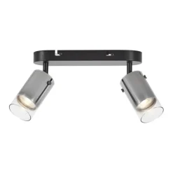 QAZQA Deckenstrahler|Aufbaustrahler*Moderner Deckenspot Gunmetal 2-flammig drehbar und verstellbar - Drain