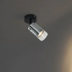 QAZQA Wandstrahler|Deckenstrahler*Moderner Deckenspot Gunmetal mit verstellbarem Glas - Drain