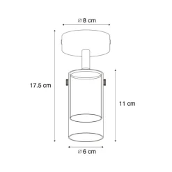 QAZQA Wandstrahler|Deckenstrahler*Moderner Deckenspot Gunmetal mit verstellbarem Glas - Drain