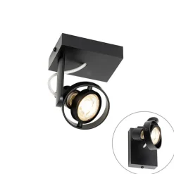 QAZQA Wandstrahler|Deckenstrahler*Moderner Deckenspot schwarz verstellbar GU10 50mm - Master
