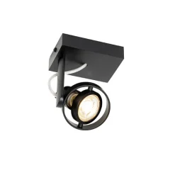 QAZQA Wandstrahler|Deckenstrahler*Moderner Deckenspot schwarz verstellbar GU10 50mm - Master