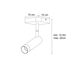 QAZQA Wandstrahler|Deckenstrahler*Moderner Deckenspot schwarz rund GU10 35mm dreh- und neigbar - Kate