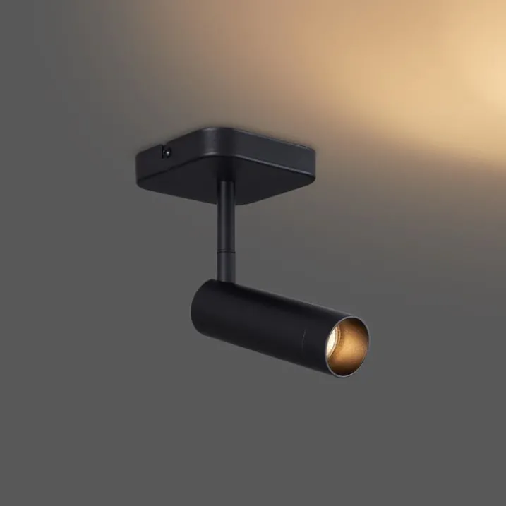 QAZQA Wandstrahler|Deckenstrahler*Moderner Deckenspot schwarz rund GU10 35mm dreh- und neigbar - Kate