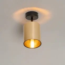 QAZQA Wandstrahler|Deckenstrahler*Moderner Deckenspot schwarz mit Gold - Lofty