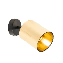 QAZQA Wandstrahler|Deckenstrahler*Moderner Deckenspot schwarz mit Gold - Lofty