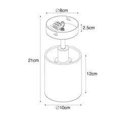 QAZQA Wandstrahler|Deckenstrahler*Moderner Deckenspot schwarz mit Gold - Lofty