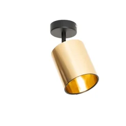 QAZQA Wandstrahler|Deckenstrahler*Moderner Deckenspot schwarz mit Gold - Lofty