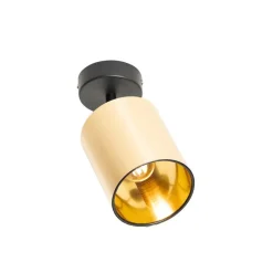 QAZQA Wandstrahler|Deckenstrahler*Moderner Deckenspot schwarz mit Gold - Lofty