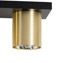 QAZQA Aufbaustrahler|Deckenstrahler*Moderner Deckenstrahler schwarz mit Gold 2-flammig – Tubo