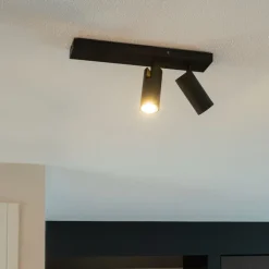 QAZQA Deckenstrahler|Aufbaustrahler*Moderner Deckenstrahler schwarz 2-flammig verstellbar - Renna