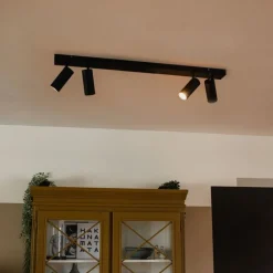 QAZQA Deckenstrahler|Aufbaustrahler*Moderner Deckenstrahler schwarz 4-flammig verstellbar - Renna