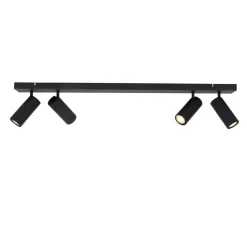 QAZQA Deckenstrahler|Aufbaustrahler*Moderner Deckenstrahler schwarz 4-flammig verstellbar - Renna