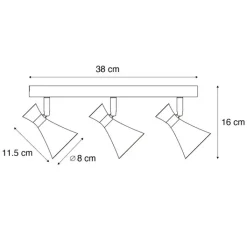 QAZQA Deckenstrahler|Aufbaustrahler*Moderner Deckenstrahler schwarz 3-flammig verstellbar - Triangle