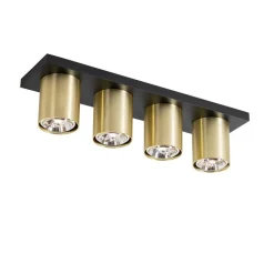 QAZQA Deckenstrahler|Aufbaustrahler*Moderner Deckenstrahler schwarz mit Gold 4-flammig – Tubo