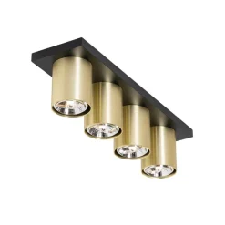QAZQA Deckenstrahler|Aufbaustrahler*Moderner Deckenstrahler schwarz mit Gold 4-flammig – Tubo