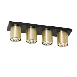 QAZQA Deckenstrahler|Aufbaustrahler*Moderner Deckenstrahler schwarz mit Gold 4-flammig – Tubo
