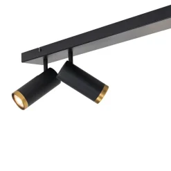 QAZQA Deckenstrahler|Aufbaustrahler*Moderner Deckenstrahler schwarz mit Bronze 4-flammig verstellbar – Renna