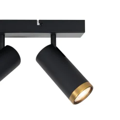 QAZQA Deckenstrahler|Aufbaustrahler*Moderner Deckenstrahler schwarz mit Bronze 4-flammig verstellbar – Renna