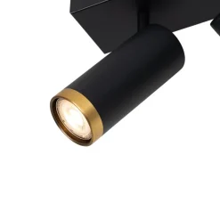 QAZQA Deckenstrahler|Aufbaustrahler*Moderner Deckenstrahler schwarz mit Bronze 4-flammig verstellbar – Renna