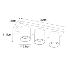 QAZQA Deckenstrahler|Aufbaustrahler*Moderner Deckenstrahler Schwarz mit Gold 3-flammig – Tubo