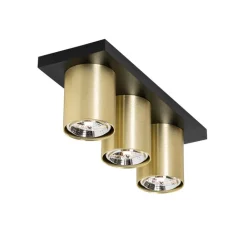 QAZQA Deckenstrahler|Aufbaustrahler*Moderner Deckenstrahler Schwarz mit Gold 3-flammig – Tubo