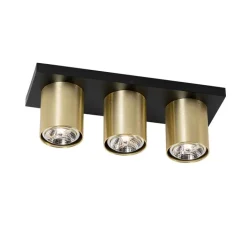 QAZQA Deckenstrahler|Aufbaustrahler*Moderner Deckenstrahler Schwarz mit Gold 3-flammig – Tubo