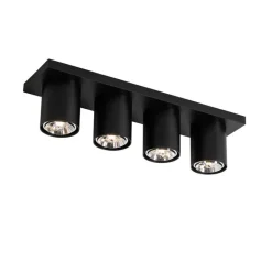 QAZQA Deckenstrahler|Aufbaustrahler*Moderner Deckenstrahler schwarz 4-flammig - Tubo